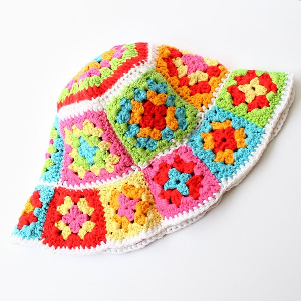 Easy Crochet pattern-Crochet bucket hat–ALICE- Granny square bucket hat-Crochet hat pattern PDF-Crochet granny square pattern -Adult sizes