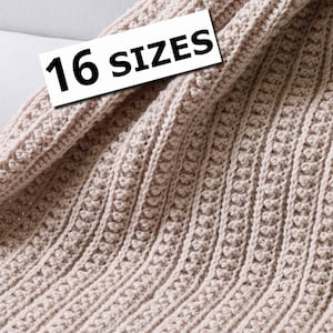 Crochet pattern-16 Sizes-Double sides-Lovey to King Blanket Afghan-ATHENA blanket-Reversible textured throw PDF-Easy crochet Blanket pattern