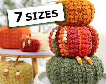 Crochet Pattern-7 SIZES - Harvest Puff Pumpkin -Crochet Pumpkin Pattern-Easy DIY Fall Decor Autumn- Beginner Friendly, Rustic Farmhouse PDF