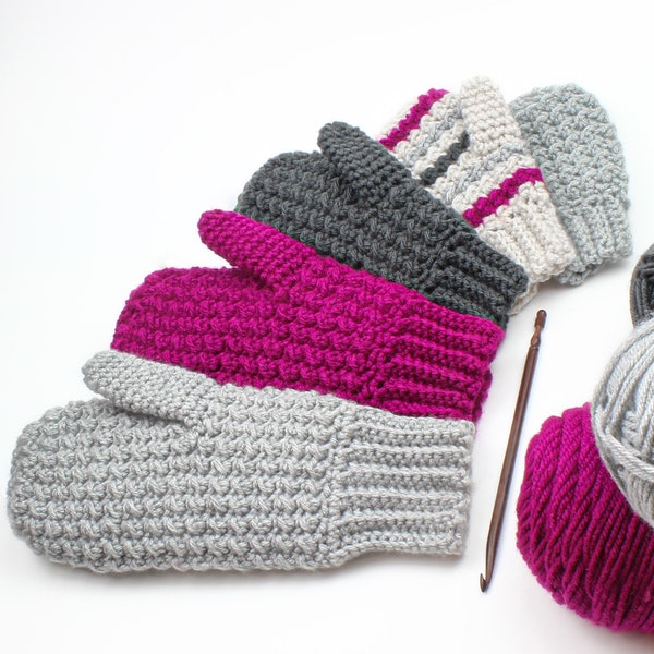 Crochet pattern-AMELIA -5 sizes Crochet mittens pattern- crochet mitten pattern-Toddler crochet mittens- Child crochet Mitten- Women mittens