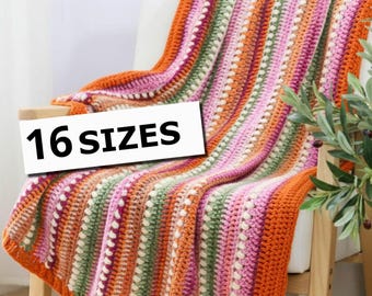 Crochet pattern-16 Sizes-Lovey to King Blanket Afghan-TUSCANY blanket pattern-Reversible puff textured throw PDF-Easy crochet patterns gift