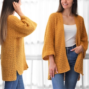 Crochet pattern-MADELYN Crochet cardigan pattern top PDF-sweater women crochet pattern-pullover pattern crochet lace cardigan-7sizes XS-3XL