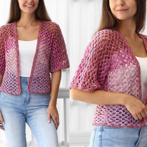 Crochet pattern-KINSLEY Crochet cardigan -Customizable pattern top PDF-sweater women pattern-pullover crochet lace cardigan-7sizes XS-3XL