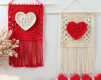 Crochet Pattern- 30 minutes VALENTINA Wall Decor,Valentine's Gift crochet,Heart Wall hanging Decorations,Granny crochet Heart wall decor,PDF