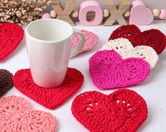 Crochet Pattern- 20 minutes VALENTINA Coasters, Valentine's Gift, Heart coaster Decorations Valentine' s crochet gift coaster set decor, PDF