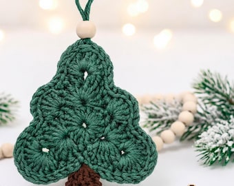 Crochet Pattern-15 minutes- MERRY Christmas Tree Crochet Ornament PDF-Tree Garland Holiday Christmas Decorations Crochet Gifts Winter Decor