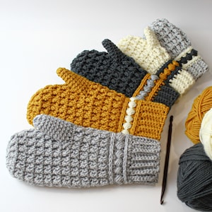Crochet pattern- MAYA -5 sizes Crochet mittens pattern- crochet mitten pattern-Toddler crochet mittens- Child crochet Mitten- Women mittens