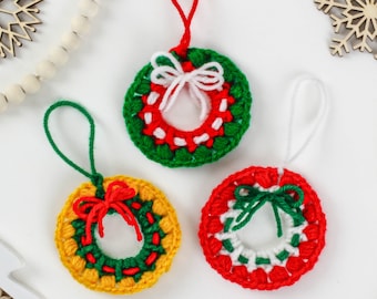 10 minutes Coaster Christmas Wreath Ornament- Crochet pattern -Coaster Garland Holiday Christmas Decorations-Christmas Gifts Winter Decor