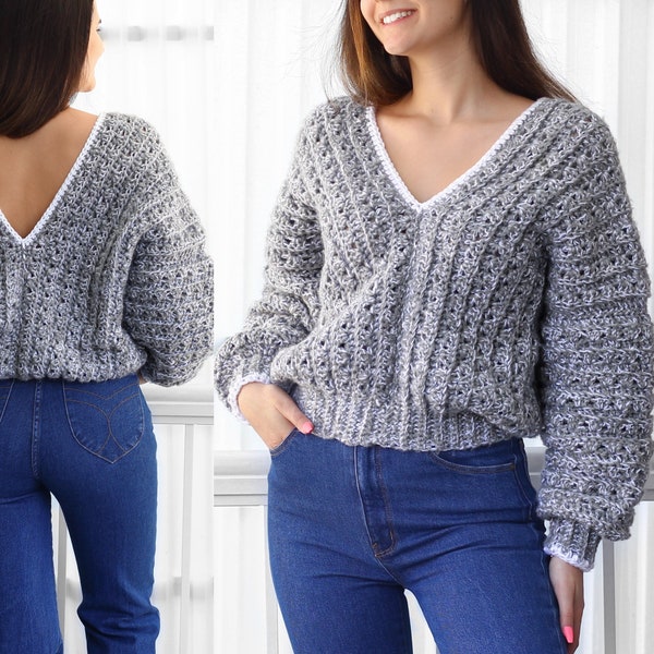 Crochet pattern- ELEANOR Crochet sweater pattern PDF-Women crochet pattern-colorful stripes oversize pullover - long sleeve top-sizes XS-4XL