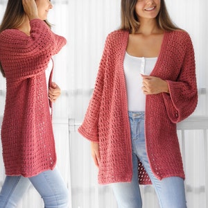 Crochet pattern-NALA Crochet cardigan pattern top PDF-sweater women crochet pattern-pullover pattern top crochet lace cardigan-7sizes XS-3XL zdjęcie 1