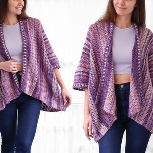 Crochet pattern-EMILY Crochet Poncho-Cardigan -Customizable pattern top PDF-sweater women pattern-poncho crochet lace cardigan-8sizes XS-4XL