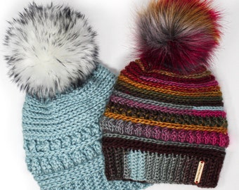 Einfache Häkelanleitung - PAYGE Beanie Hut Muster- Häkelanleitung für PDF-Häkelmütze mit Pom Pom Muster (Größen: Kleinkind-Kind-Teenager-Erwachsener)