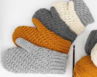 Crochet pattern-WILLOW -5 sizes Crochet mittens pattern- crochet mitten pattern-Toddler crochet mittens- Child crochet Mitten- Women mittens