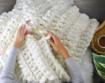 Facile au crochet, motif afghan - Chunky au crochet BANFF - PDF - Modèle de couverture géante - Modèles au crochet - Jeté au crochet - Crochet afghan - 3 tailles