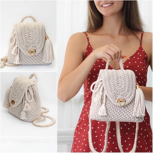 Patrón mochila crochet-Mochila moda AMALFI -Patrón bolso crochet-Bolso crochet-Bandolera crochet-Tote crochet-Patrón crochet PDF