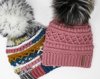 Einfaches Häkelmuster-Häkelmütze – JULIET Beanie-Mützenmuster-Häkelmütze-Muster PDF-Häkelmütze Pom Pom (Kleinkind-Kind-Teenager-Erwachsene-Größen)