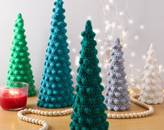 Häkelanleitung-Bommel Weihnachtsbaum-set in 14 Grössen-Häkelanleitung-Weihnachtsschmuck-Weihnachtsdeko Geschenke Winter Dekor