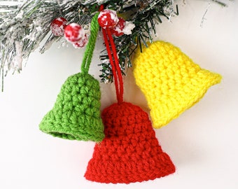 Crochet Pattern-10 minutes Christmas Bells Crochet Ornament- 2 Size Bells Garland Holiday Christmas Decorations-Christmas Gifts Winter Decor