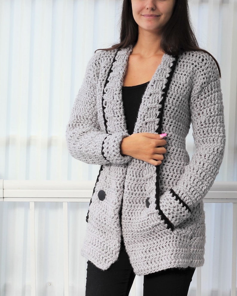 Modello all'uncinetto Patron all'uncinetto-Mia Cardigan all'uncinetto PDF modello gilet all'uncinetto da donna-maglione all'uncinetto 7/9a-10/12a XS S M L XL 2XL 3XL immagine 7