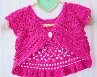 Crochet pattern baby 6m to girls 10y -DORALY Crochet Shrug-Bolero-Cardigan-crochet Shrug pattern PDF-crochet Bolero PDF- Size 6m to 10 years