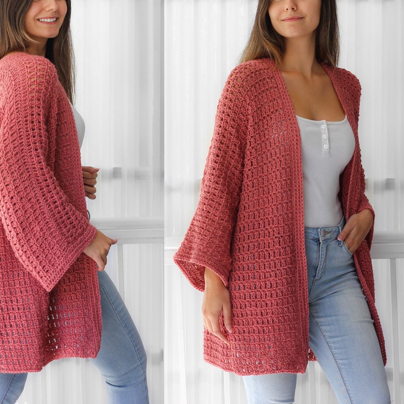 Crochet pattern-NALA Crochet cardigan pattern top PDF-sweater women crochet pattern-pullover pattern top crochet lace cardigan-7sizes XS-3XL image 7