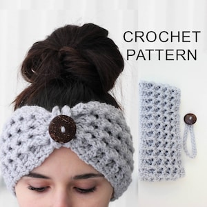 Crochet Pattern PDF, Patron de crochet LIDA Turban Ear Warmer, Boho Head Wrap, Crochet Headband, Boho Crocheted Headband Crochet Headwear image 8