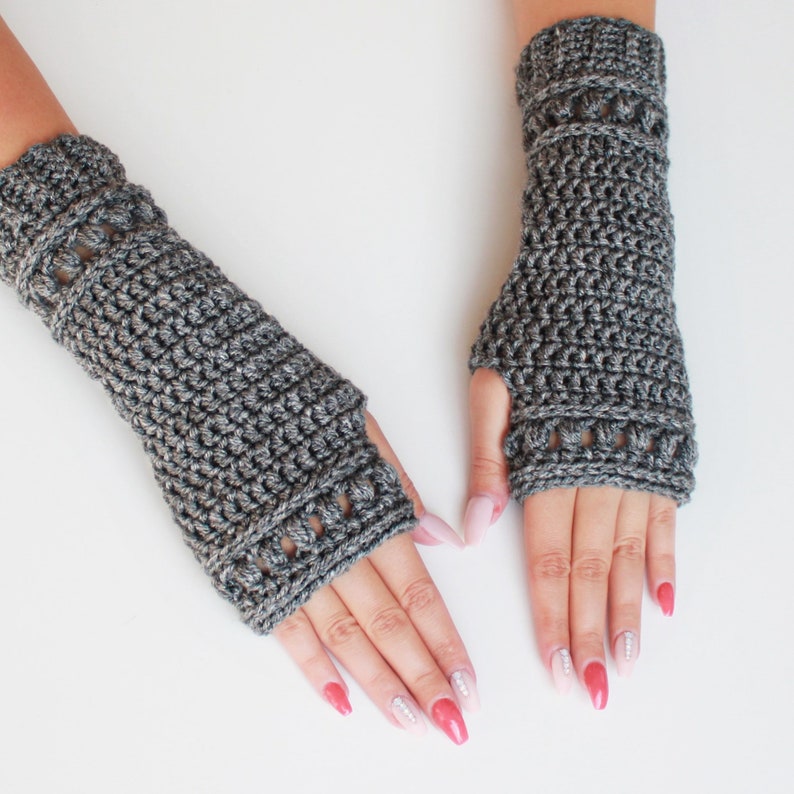 Crochet pattern-HAILEY Crochet fingerless gloves pattern-Women crochet pattern-Wrist Warmers pattern-Fingerless Mitts Pattern PDF Size S-M-L image 4