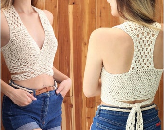 Easy crochet PDF top pattern, Patron crochet, GIOIA crochet halter top, Crochet pattern, Crochet top pattern, Bust 30”- 44” Sizes S-M-L-XL