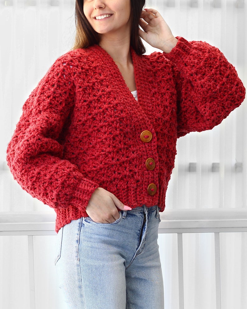 Crochet pattern-ADDISON Crochet cardigan pattern PDF-Women crochet pattern-striped pullover top-crochet color block cardigan-7 sizes XS-3XL image 10