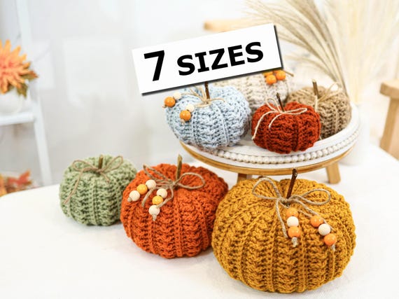 Crochet Pattern-7 SIZES- Cozy Fall Pumpkin-Crochet Pumpkin Pattern-Easy DIY Fall Decor Autumn- Beginner Friendly, Rustic Farmhouse Style PDF