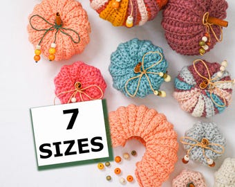 Crochet Pattern-7 SIZES-Chunky Ridge Pumpkin -Crochet Pumpkin Pattern-Easy DIY Fall Decor Autumn- Beginner Friendly, Rustic Farmhouse PDF