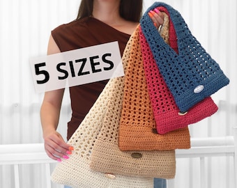 5 GRÖSSEN Einfache Häkelanleitung für eine Tasche – Sydney – Häkeltasche, Geldbörse, PDF, Sommertasche, Handytasche, Strandtasche, Mini-Häkeltasche