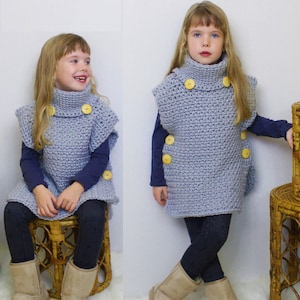Crochet pattern Patron crochet, JADEE Crochet Poncho Pattern PDF, Crochet vest, Crochet wrap, Crochet sweater, Easy poncho, from 24M to 3XL