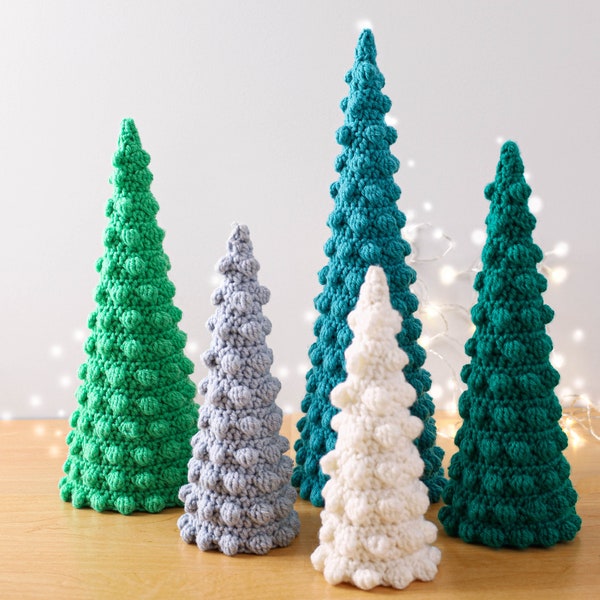 Bobble Christmas Tree Crochet Pattern-set 14 Tamaños-patrón de crochet-adorno de árbol de Navidad -Decoraciones navideñas navideñas regalos decoración de invierno