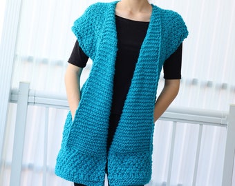 Knit pattern, Patron tricot, Daria Knit Vest PDF, women knit cardigan, Knit vest sweater, 7/9 y, 10/12y - XS- S - M - L – XL- 2XL- 3XL knit