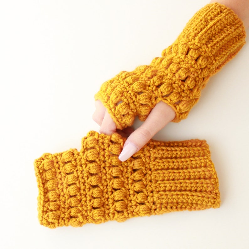 Crochet pattern-HAZEL Crochet fingerless gloves pattern-Women crochet patterns-Wrist Warmers-Fingerless Mittens Pattern Mitt PDF Sizes S-M-L image 5