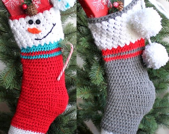 Crochet Pattern - MERRY KIT Christmas Stocking  -2 for 1 Crochet Christmas Stocking Pattern - Easy pattern 2 for 1 Stocking Christmas