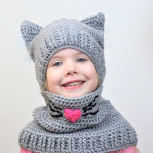 Crochet pattern pdf, Patron crochet, Corey CAT SET / Set hatcowl /toddler, child, teen, adult / Crochet hat cowl, 2 for1, Halloween image 2