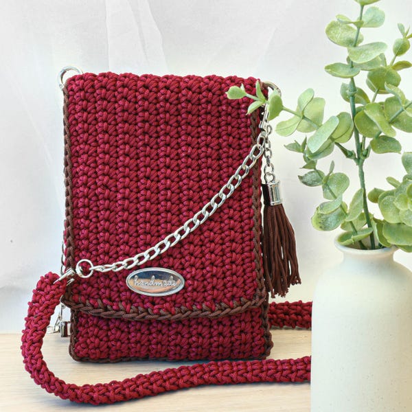 Crochet pattern-LISBON- Crochet Crossbody Phone Purse, PDF shopping 1 strap summer Bag, Phone Case, Phone Holder, Tote Bag, Crochet Mini Bag