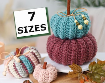 Crochet Pattern-7 SIZES-Chunky Ridge Pumpkin -Crochet Pumpkin Pattern-Easy DIY Fall Decor Autumn- Beginner Friendly, Rustic Farmhouse PDF