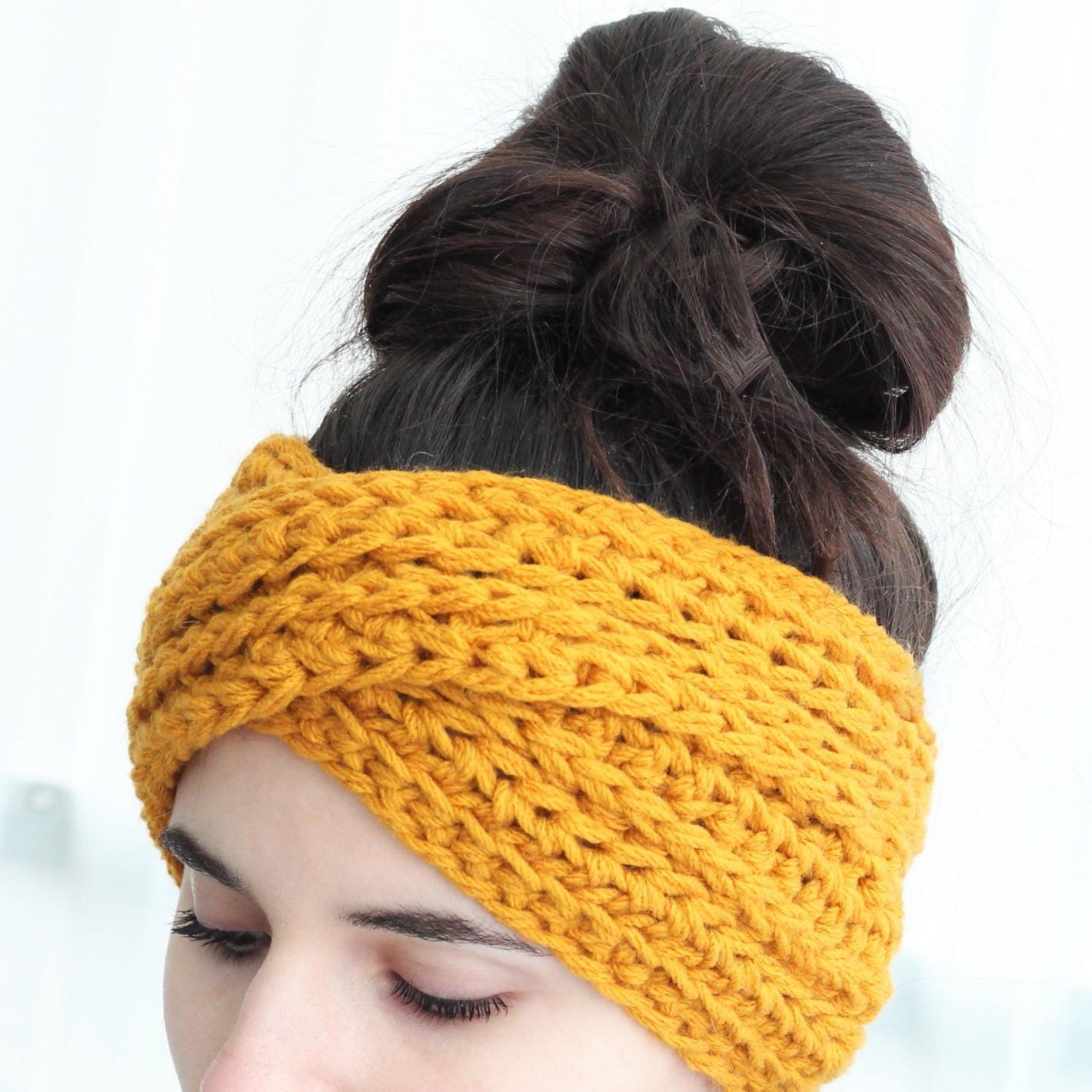 Headband Alpaca/Wool mixed Knit Crochet Turban  Crocheted Headwrap Ear Warmer Hand Knitted Alpaca Headband: Colorful Ear Warmer Turban - Etsy main image 3