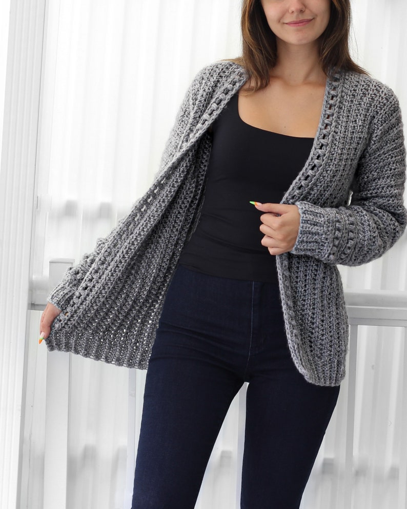 Crochet pattern-ANDREA Crochet cardigan pattern PDF-Women crochet pattern-bobble pullover pattern top-crochet bobble cardigan-7 sizes XS-3XL image 2