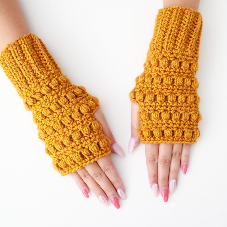 Crochet pattern-HAZEL Crochet fingerless gloves pattern-Women crochet patterns-Wrist Warmers-Fingerless Mittens Pattern Mitt PDF Sizes S-M-L image 7