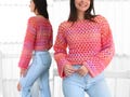 Crochet pattern- LAINEY Crochet sweater pattern PDF- Women crochet top pattern- 2 panels Crochet pullover sweater-Easy Granny sweater-XS-3XL