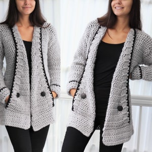 Modello all'uncinetto Patron all'uncinetto-Mia Cardigan all'uncinetto PDF modello gilet all'uncinetto da donna-maglione all'uncinetto 7/9a-10/12a XS S M L XL 2XL 3XL immagine 3