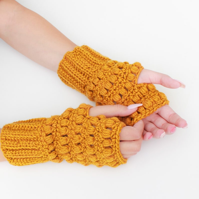 Crochet pattern-HAZEL Crochet fingerless gloves pattern-Women crochet patterns-Wrist Warmers-Fingerless Mittens Pattern Mitt PDF Sizes S-M-L image 10