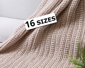 Crochet pattern-16 Sizes-Double sides-Lovey to King Blanket Afghan-ATHENA blanket-Reversible textured throw PDF-Easy crochet Blanket pattern