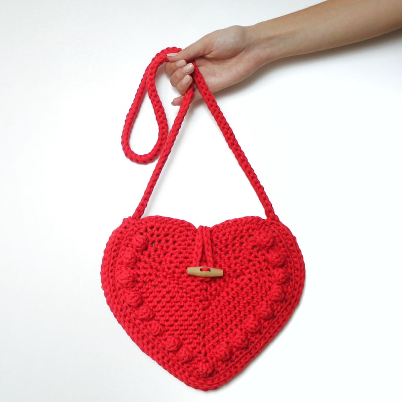 Crochet bag pattern-VALENTINA bag-Crochet handbag pattern PDF-Crochet bag-Heart bag-Crochet handbag-Valentine bag-Crochet handmade bag purse image 1