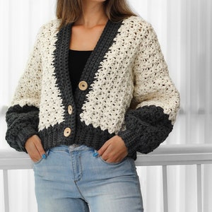 Crochet pattern-ADDISON Crochet cardigan pattern PDF-Women crochet pattern-striped pullover top-crochet color block cardigan-7 sizes XS-3XL image 7