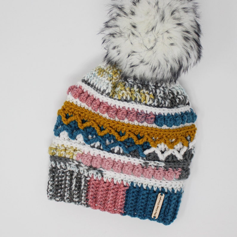 Easy Crochet pattern-Crochet hat JULIET Beanie Hat Pattern-Crochet hat pattern PDF-Crochet beanie Pom Pom Toddler-ChildTeen Adult sizes image 2